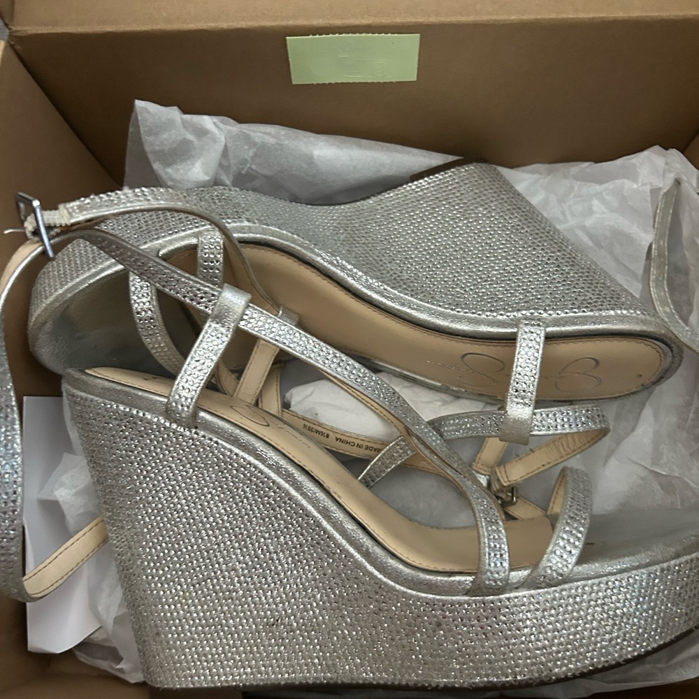 Elegant Silver Wedge Sandals